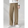 Mens Pleated Solid Casual Straight Pants