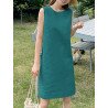 Solid Pocket Slit Sleeveless Crew Neck Casual Dress