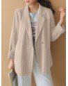 Solid Button Front Lapel Long Sleeve Casual Blazer