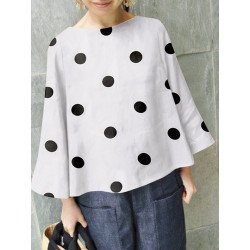 Polka Dot Print Bell Sleeve Blouse For Women