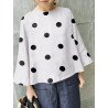 Polka Dot Print Bell Sleeve Blouse For Women