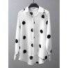 Dot Print Long Sleeve Button High-low Hem Shirt