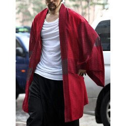 Mens Vintage Obscure Check Loose Cardigan