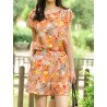 Women Allover Watercolor Circle Print Crew Neck Short Co-ords