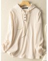 Solid Drawstring Long Sleeve Hoodie For Women
