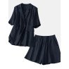 Solid Elastic Waist Pocket Lapel Two Pieces Suit