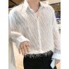 Mens Striped Fringe See-through Shirt