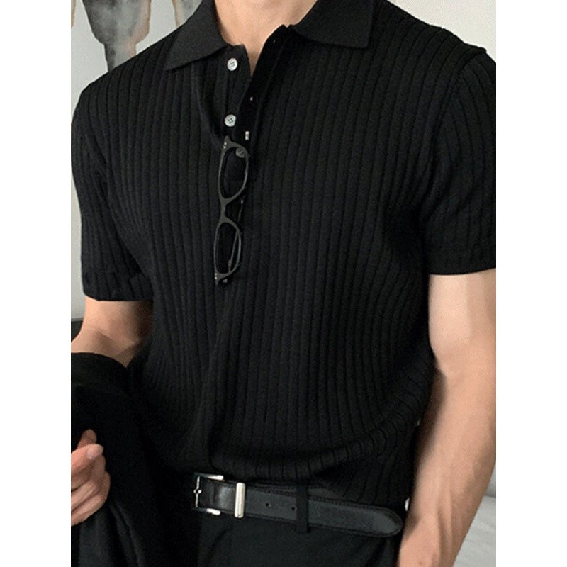 Mens Striped Quick-Dry Golf Shirt