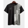 Mens Rose Tribal Pattern Patchwork Ethnic Short Sleeve T-Shirts