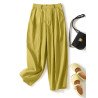 Solid Pocket Pleated Elastic Waist Carrot Pants