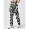 Mens Allover Dot Print Elastic Waist Pants With Pocket