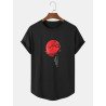 Mens Sunset Landscape Japanese Print Curved Hem Short Sleeve T-Shirts