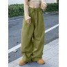Women Solid Seam Detail Drawstring Waist Wide Leg Pants