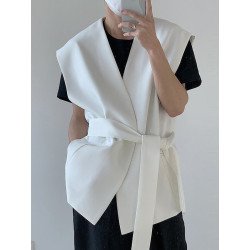 Men Irregular Solid color Sleeveless Vest