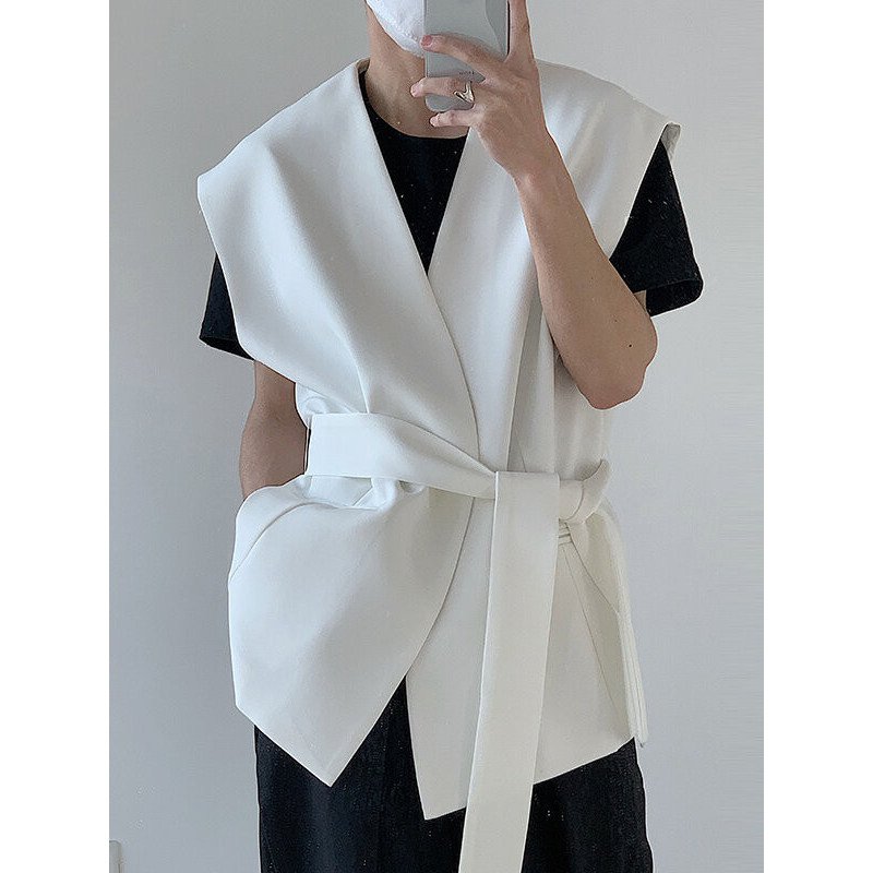 Men Irregular Solid color Sleeveless Vest