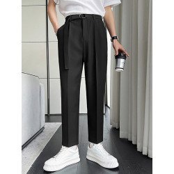 Mens Solid Pocket Casual Tapered Pants