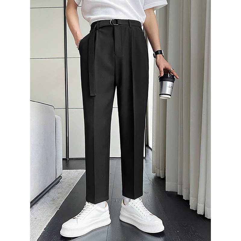 Mens Solid Pocket Casual Tapered Pants