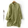 Women Solid High-low Hem Long Sleeve Casual Blouse