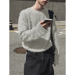 Mens Japan Solid Long Sleeve Casual T-shirt