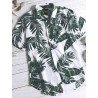 Mens 100% Cotton Breathable Hawaiian Tropical Plant Short Sleeve Shirt