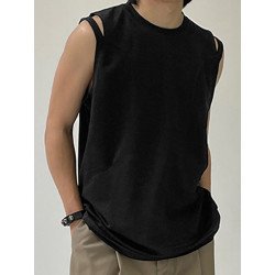 Mens Cutout Shoulder Seam Detail Tank Top