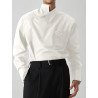 Mens Irregular Oblique Button Design Solid Long Sleeve Shirt