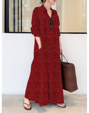 Floral Print Casual Dress With Pocket For Women