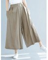 Casual Solid Color Plus Size Wide Leg Pants with Pockets