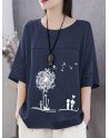Summer Print Flower Casual Short Sleeve Cotton T-Shirt