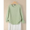 Solid Pocket Frog Button Long Sleeve Casual Blouse