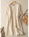 Women Solid Short Sleeve Crew Neck Casual Dress