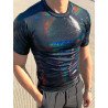 Men Shiny Coating Skinny T-Shirt