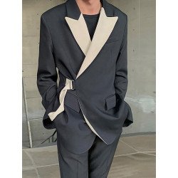 Mens Irregular Patchwork Casual Long-sleeved Blazer