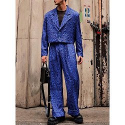 Mens Swirl Print Blazer 2 Pieces Outfits