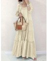 Solid Square Collar Ruffle Casual Maxi Dress