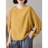 Women Solid Crew Neck Dolman Sleeve Casual Blouse