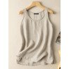 Solid Round Neck Sleeveless Casual Cotton Tank Top