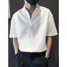 Mens Textured Johnny Collar Short Sleeve Golf Shirt
