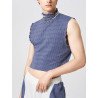 Mens Texture Lettuce Trim Mock Neck Sleeveless Tank