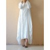 Vintage Asymmetrical Pure Color Long Sleeve Maxi Dresses