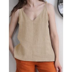 Solid Bowknot Shoulder Strap Cami For Women