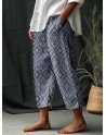 Women Vintage Argyle Print Vacation Cropped Pants With Pocket