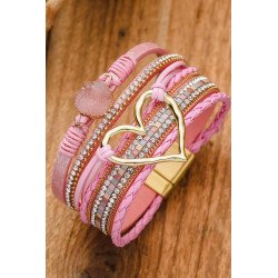 Bohemian Heart Rhinestone Magnetic Clasp Bracelet Gifts for Women