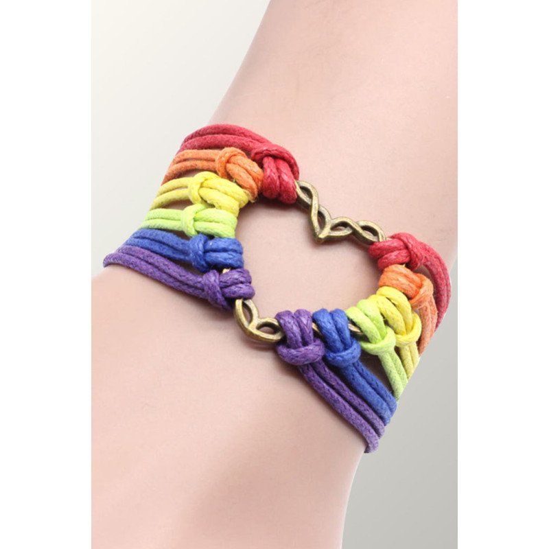 Love Shape Pride Bracelet Rainbow Wristband for Men Women