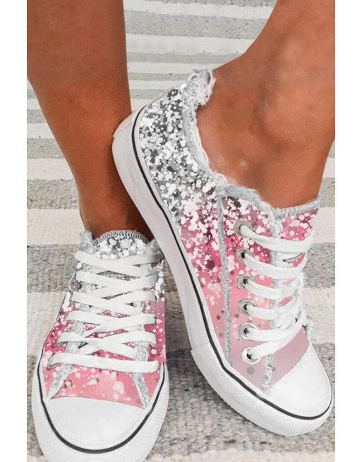 Bleached Spots Canvas Sneakers Low Top Casual Walking Shoes