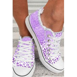 Women's Low Top Sneaker Ombre Leopard Canvas Slip on Shoes