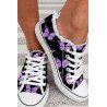 Womens Canvas Sneakers Low Top Lace Up Butterfly Print Canvas Shoes