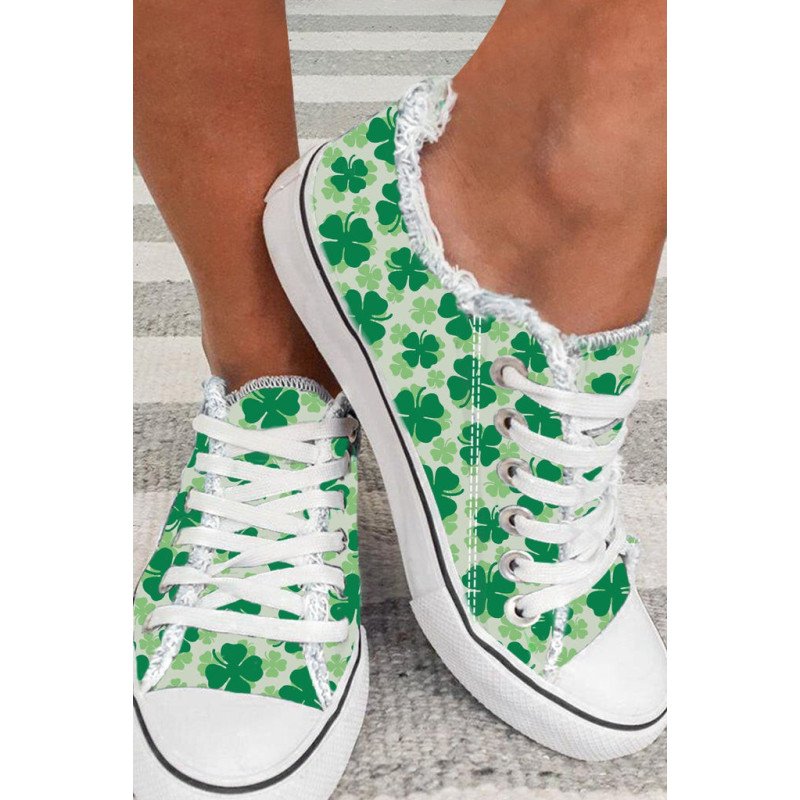 Women  s Canvas Shoes Shamrock Clover Casual Shoes