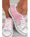 Lace Up Sneakers Plaid Print Women Canvas Walking Shoe