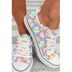 Womens Canvas Sneakers Easter Print Low Top Lace Up Canvas Shoes Walking